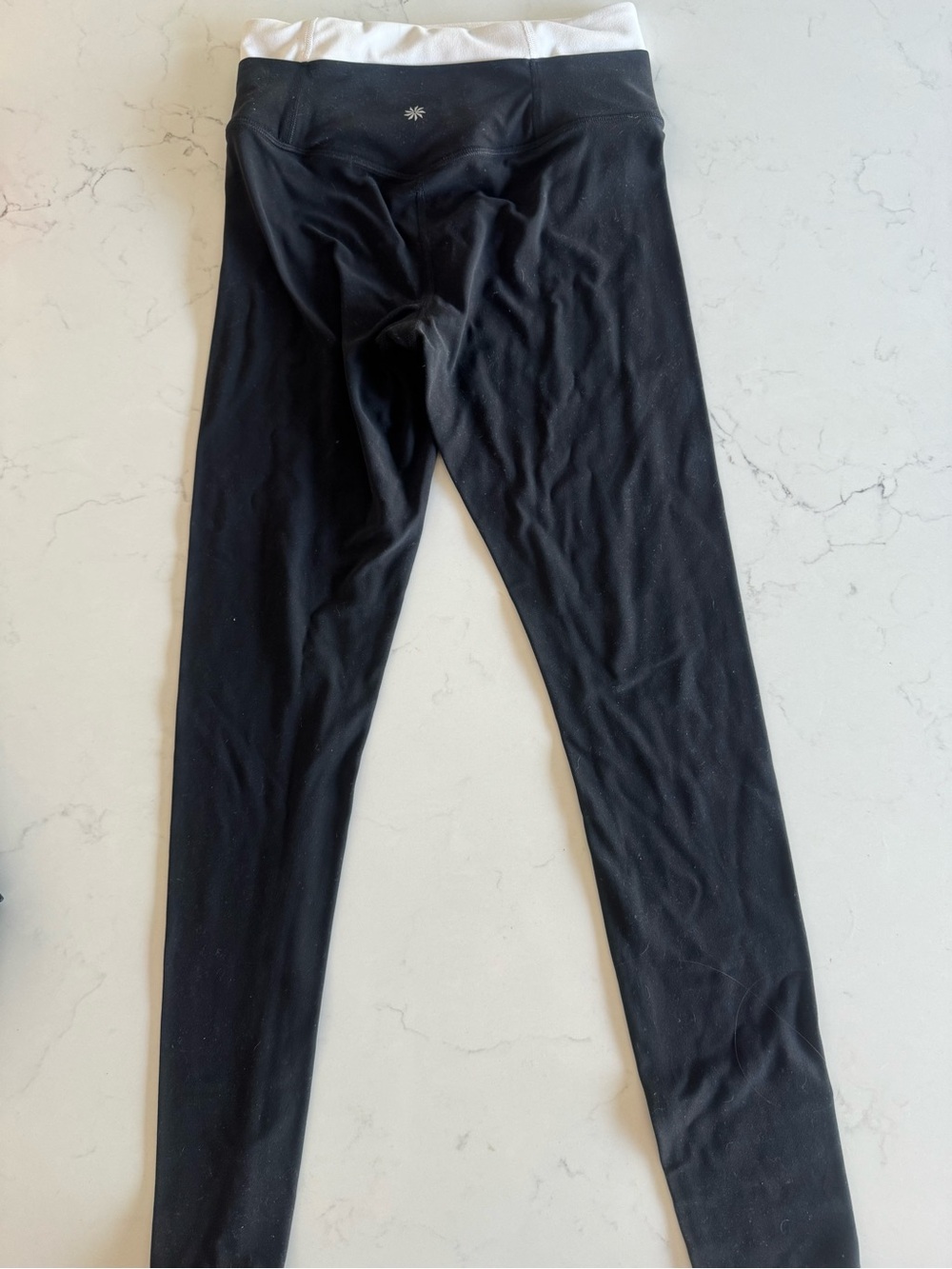 Athleta Black Leggings with White Waistband